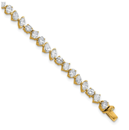 14k Yellow Gold 5 1/3 carat Lab Grown Diamond VS/SI+ G+ Complete Multiple Shape Fashion Tennis Bracelet
