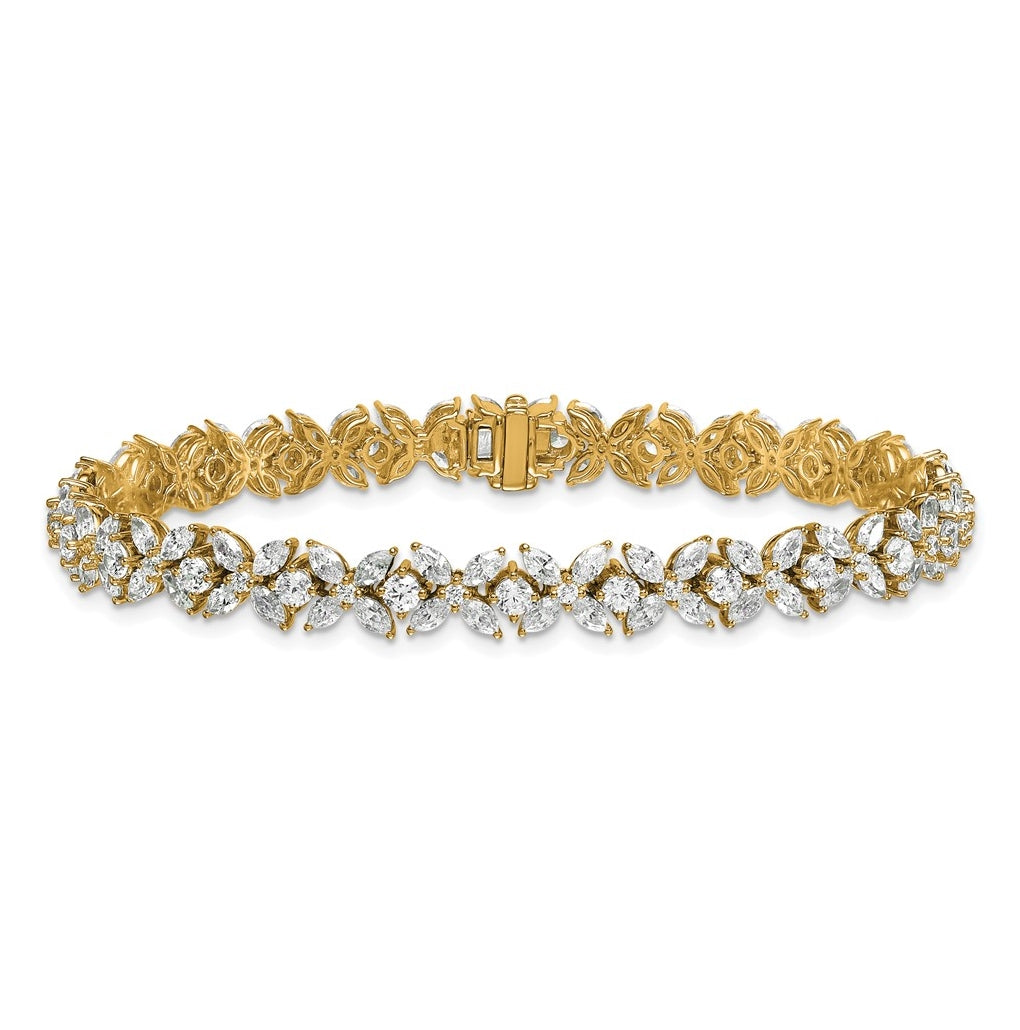 14k Yellow Gold 6 3/4 carat Lab Grown Diamond VS+ F+ Complete Fashion Tennis Bracelet