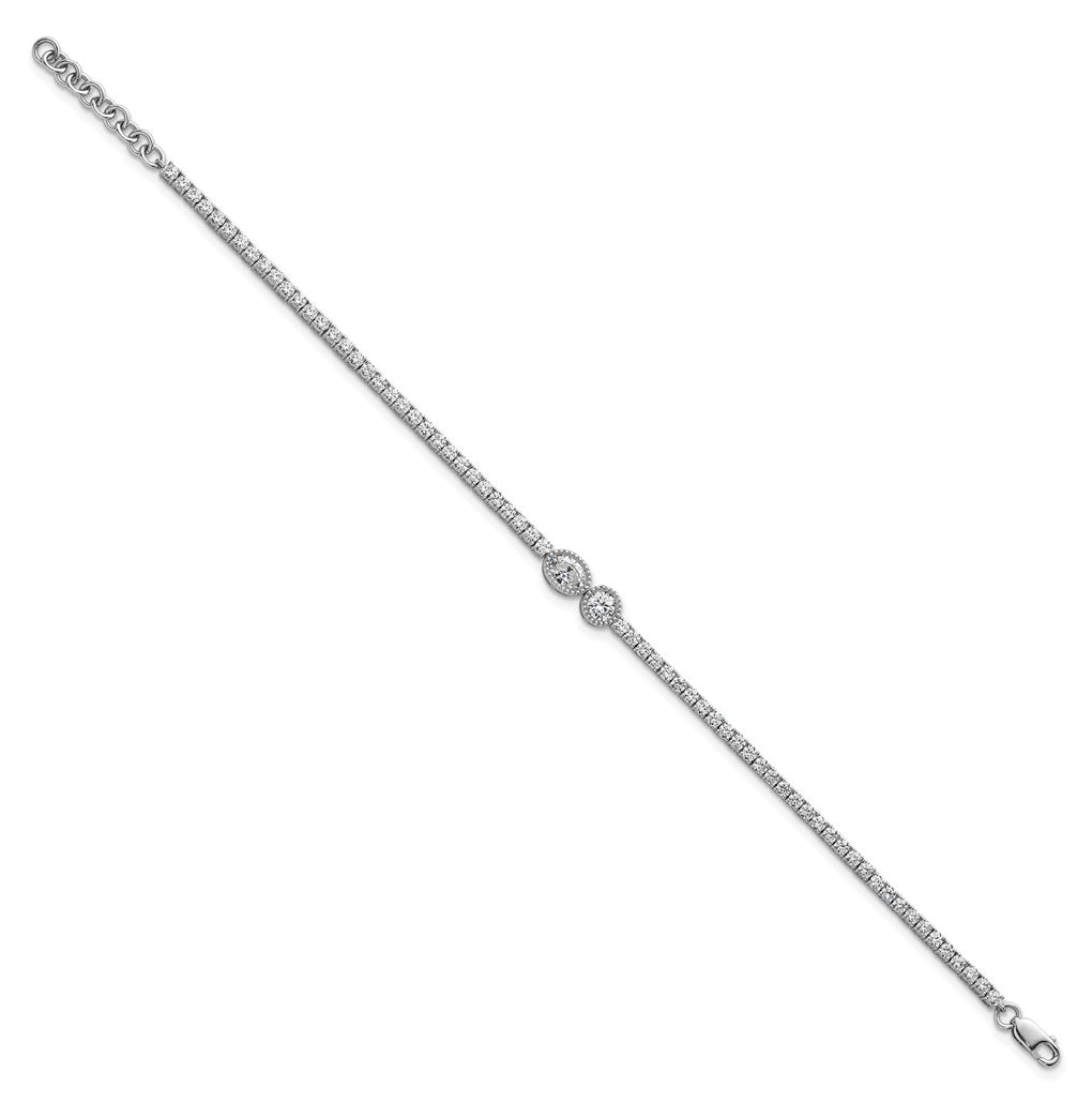14k White Gold 2 7/8 carat Lab Grown Diamond VS+ F+ Complete 6.5in w/1in ext. Fashion Tennis Bracelet