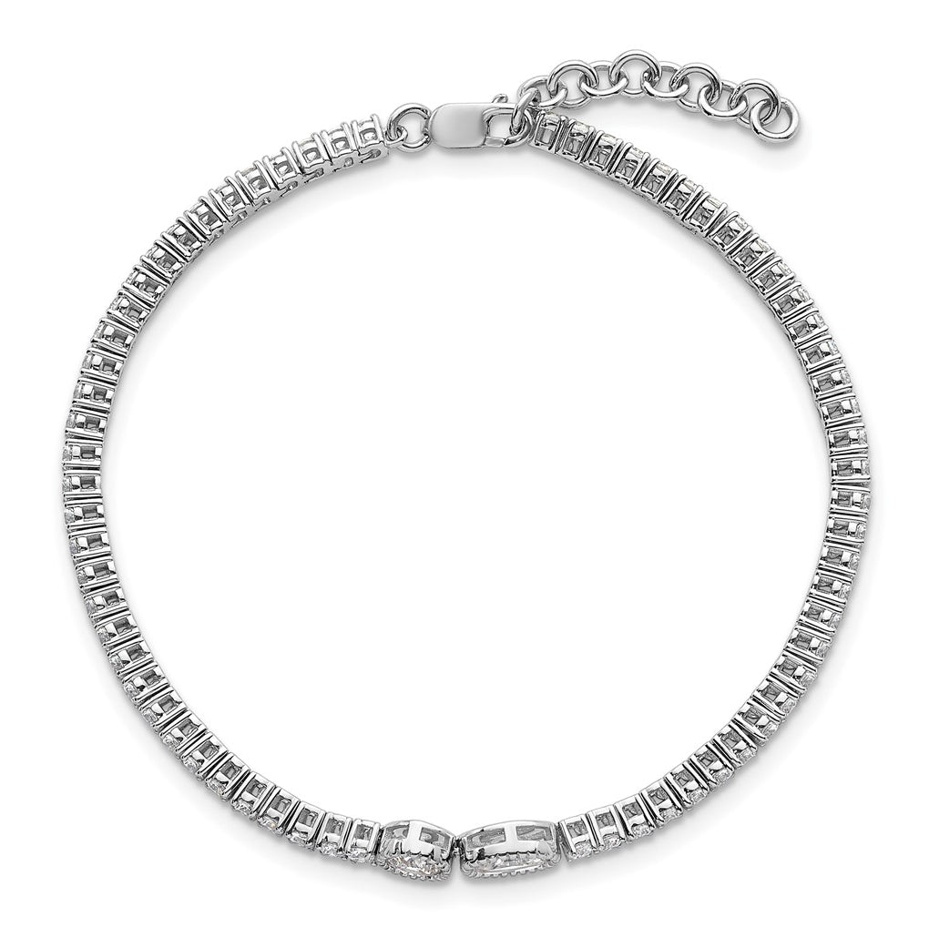 14k White Gold 2 7/8 carat Lab Grown Diamond VS+ F+ Complete 6.5in w/1in ext. Fashion Tennis Bracelet
