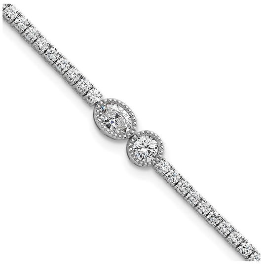 14k White Gold 2 7/8 carat Lab Grown Diamond VS+ F+ Complete 6.5in w/1in ext. Fashion Tennis Bracelet