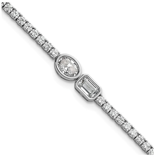 14k White Gold 2 7/8 carat Lab Grown Diamond VS+ F+ Complete 6.5in w/1in ext. Fashion Tennis Bracelet