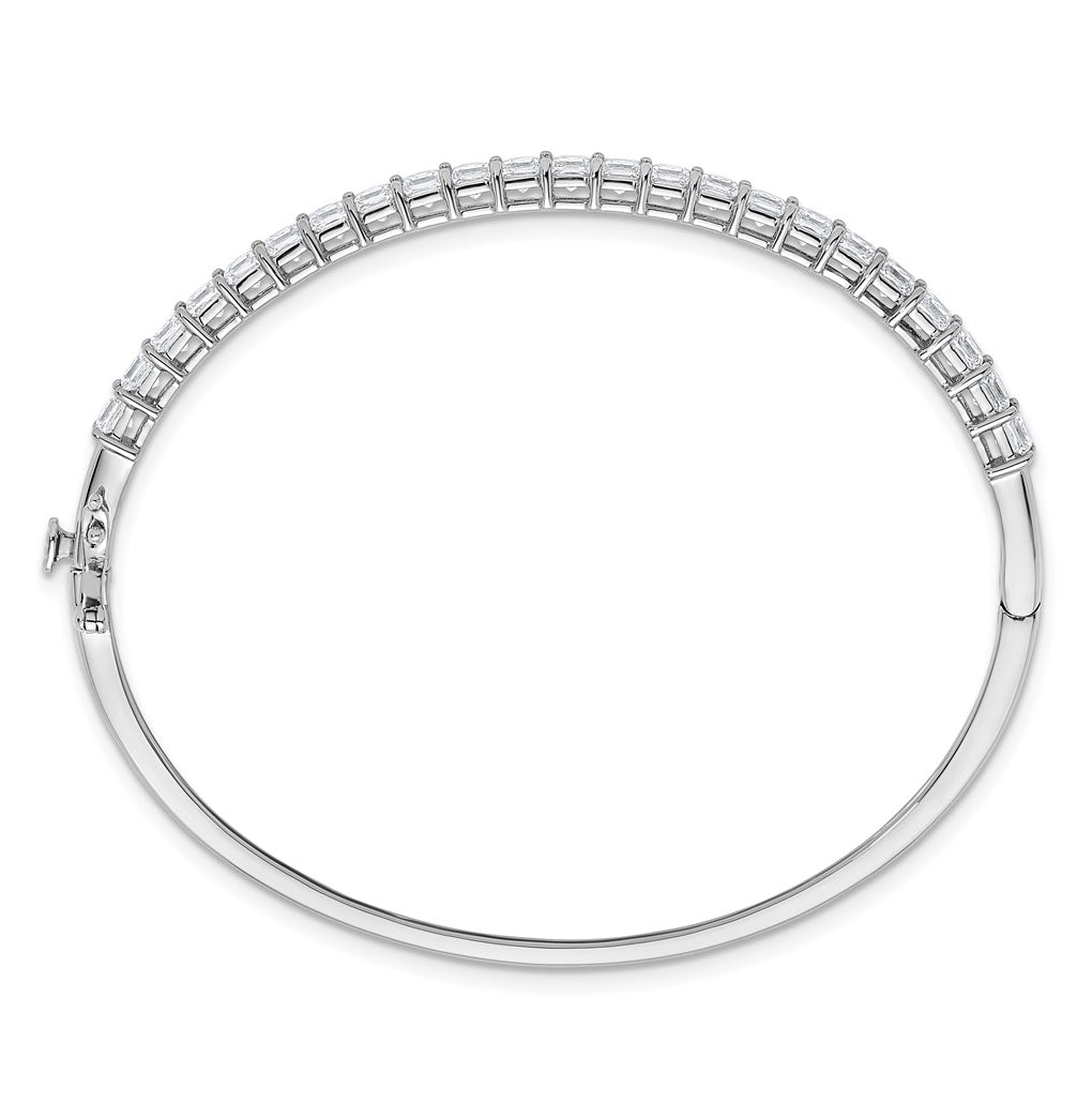14k White Gold 4 1/6 carat Lab Grown Diamond VS+ F+ Complete Hinged Bangle