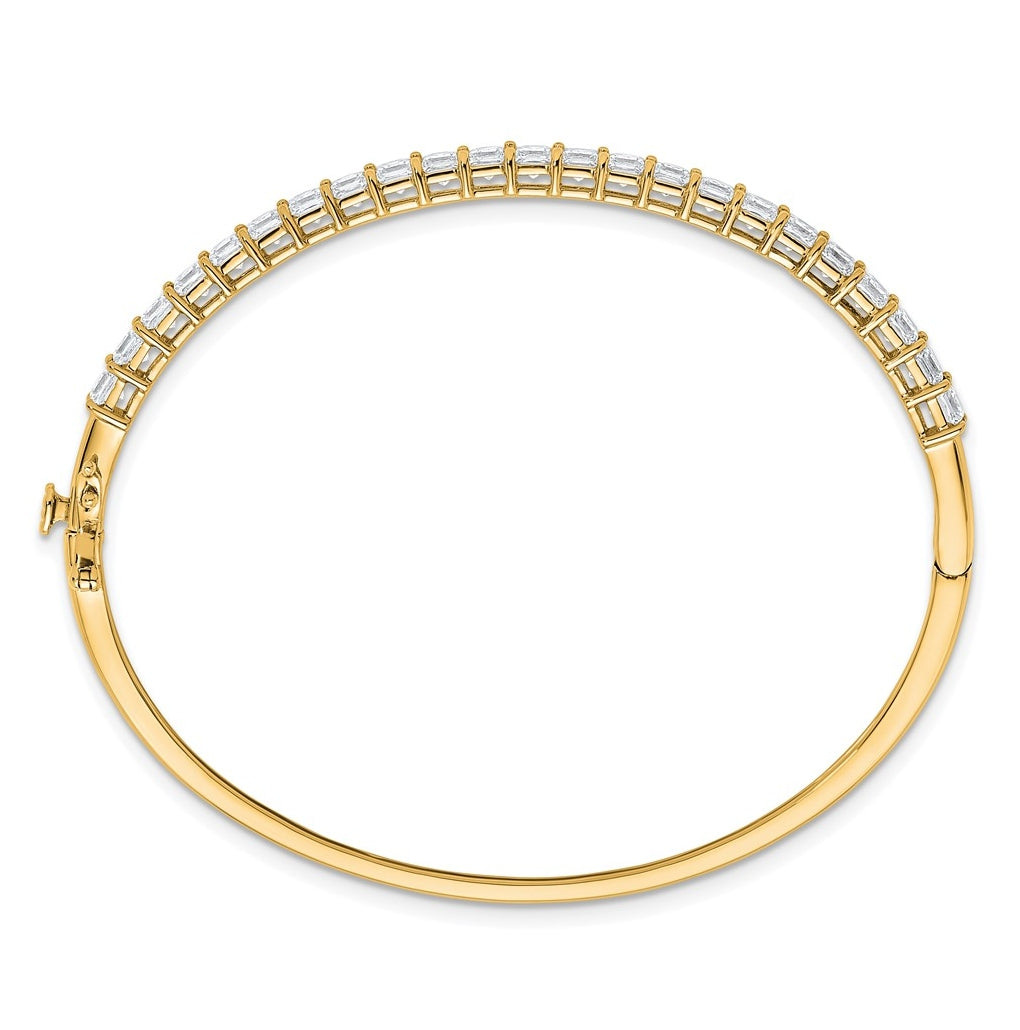 14k Yellow Gold 4 1/6 carat Lab Grown Diamond VS+ F+ Complete Hinged Bangle