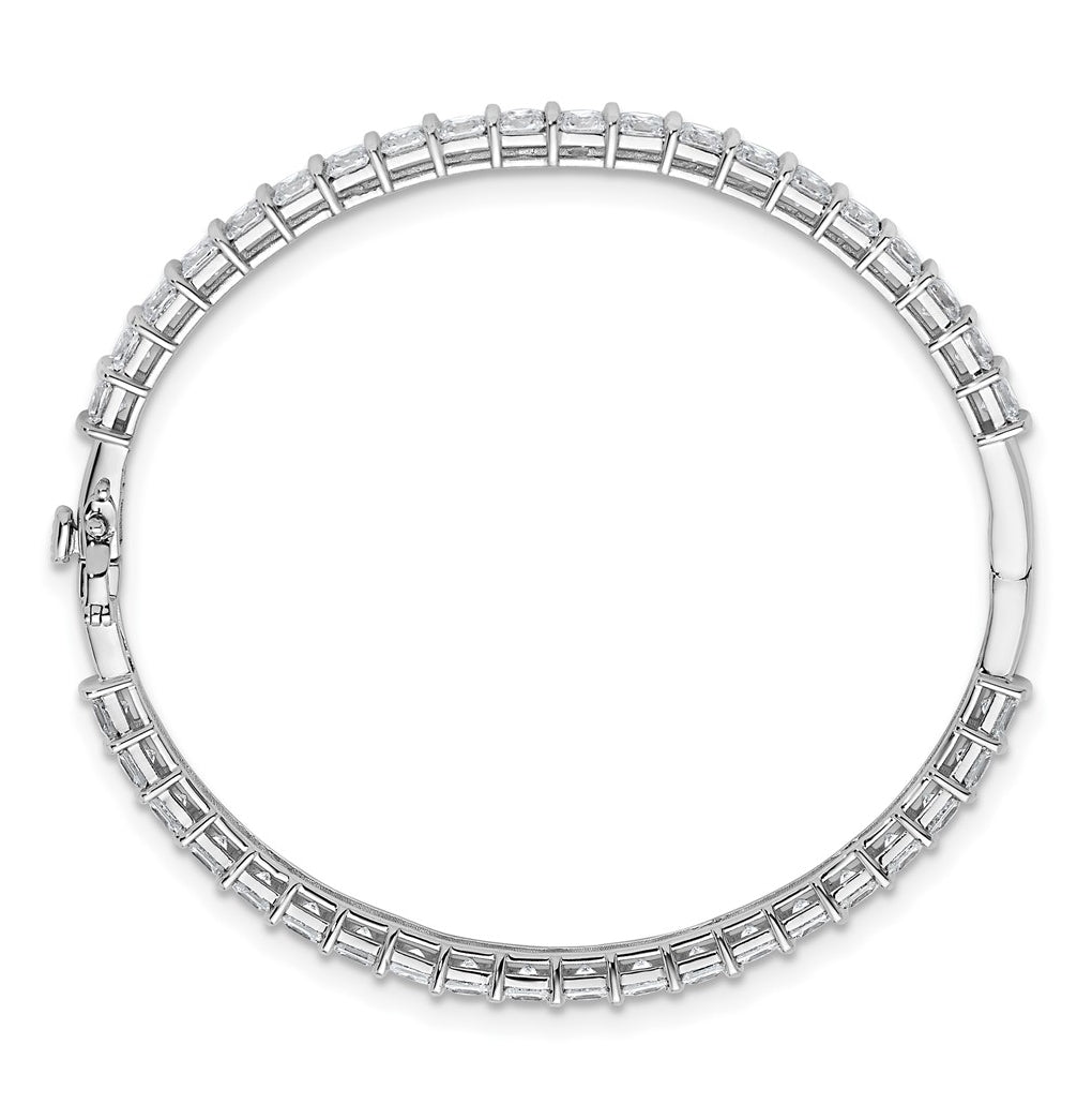 14k White Gold 7 1/4 carat Lab Grown Diamond VS+ F+ Complete Hinged Bangle