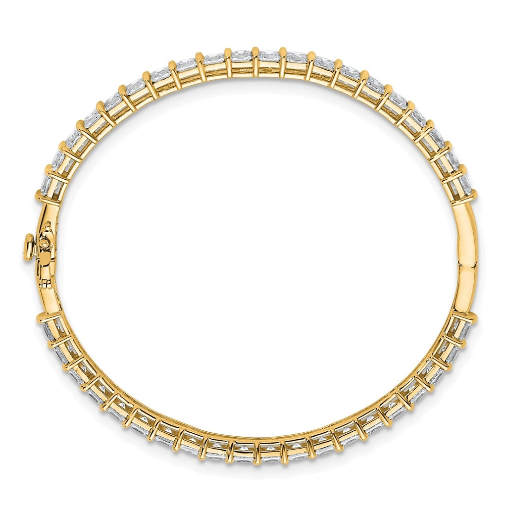 14k Yellow Gold 7 1/4 carat Lab Grown Diamond VS+ F+ Complete Hinged Bangle
