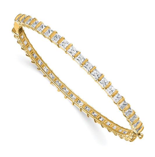 14k Yellow Gold 7 1/4 carat Lab Grown Diamond VS+ F+ Complete Hinged Bangle