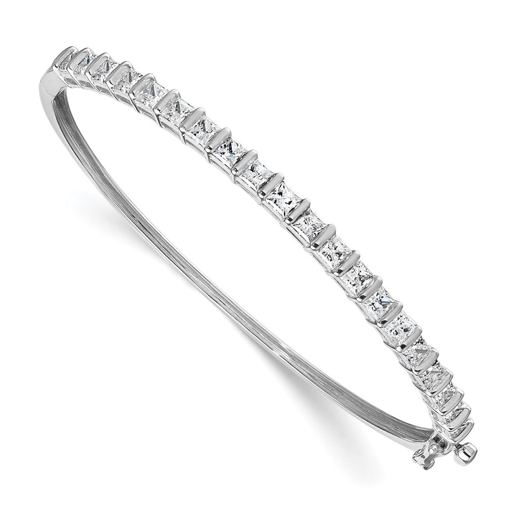 14k White Gold 3 5/8 carat Lab Grown Diamond VS+ F+ Complete Hinged Bangle
