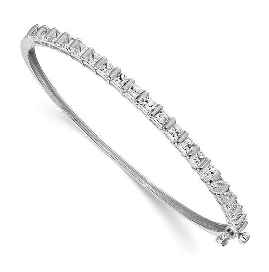14k White Gold 3 5/8 carat Lab Grown Diamond VS+ F+ Complete Hinged Bangle