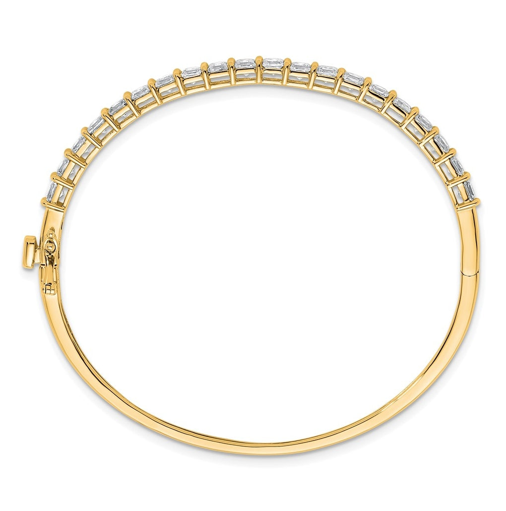 14k Yellow Gold 3 5/8 carat Lab Grown Diamond VS+ F+ Complete Hinged Bangle