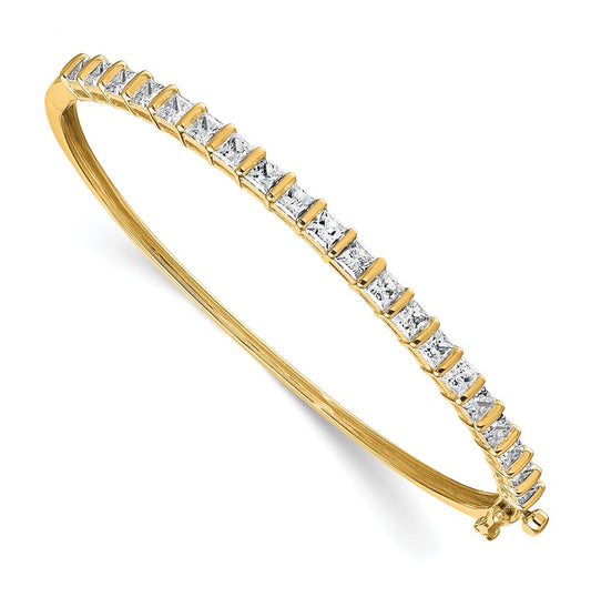 14k Yellow Gold 3 5/8 carat Lab Grown Diamond VS+ F+ Complete Hinged Bangle