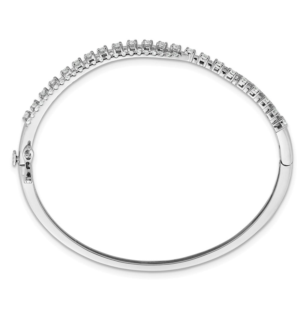 14k White Gold 1 3/8 carat Lab Grown Diamond VS+ F+ Complete Bangle