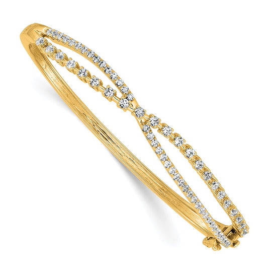 14k Yellow Gold 1 3/8 carat Lab Grown Diamond VS+ F+ Complete Bangle