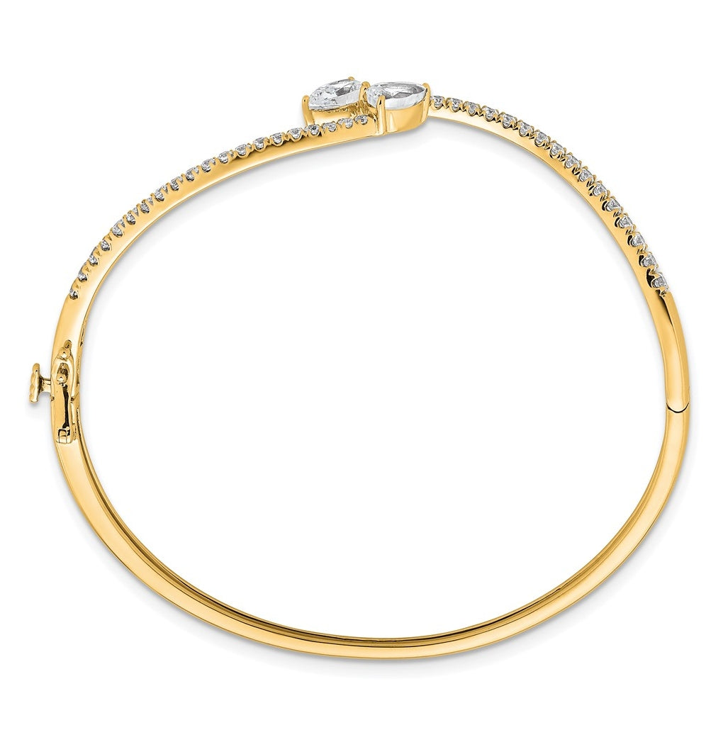 14k Yellow Gold 1 7/8 carat Lab Grown Diamond VS+ F+ Complete Bangle