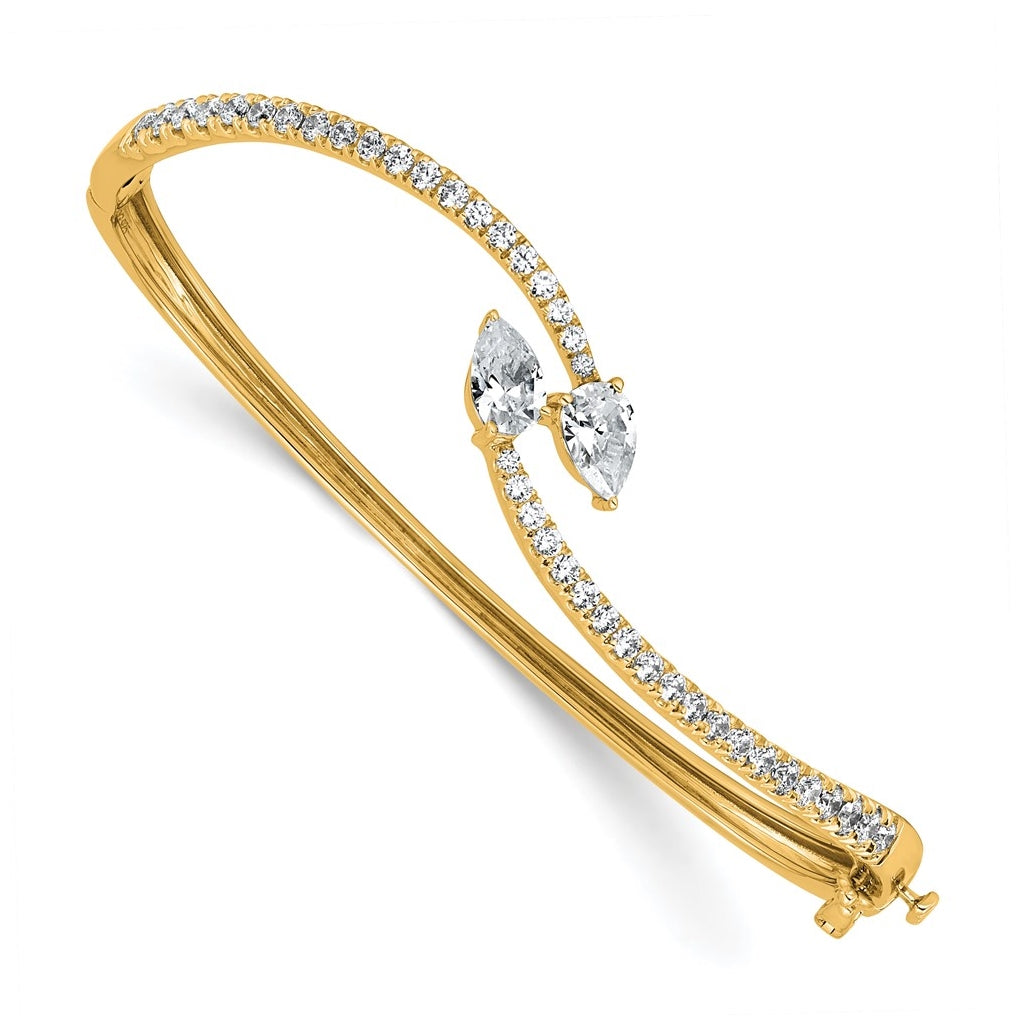 14k Yellow Gold 1 7/8 carat Lab Grown Diamond VS+ F+ Complete Bangle