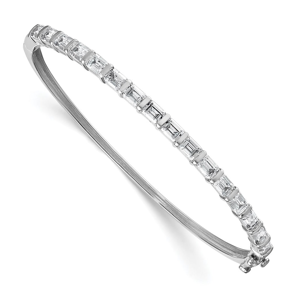 14k White Gold 3 1/4 carat Lab Grown Diamond VS+ F+ Complete Bangle