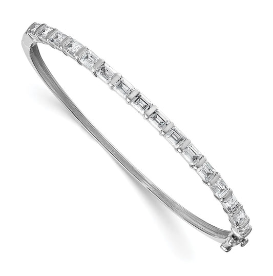 14k White Gold 3 1/4 carat Lab Grown Diamond VS+ F+ Complete Bangle
