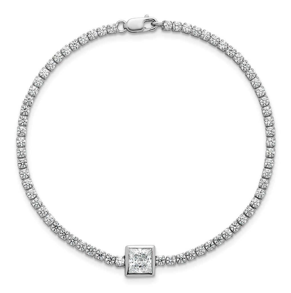 True Origin 14k White Gold 3 5/8 carat Lab Grown Diamond VS+ F+ Complete Princess Bezel-Set Tennis Bracelet