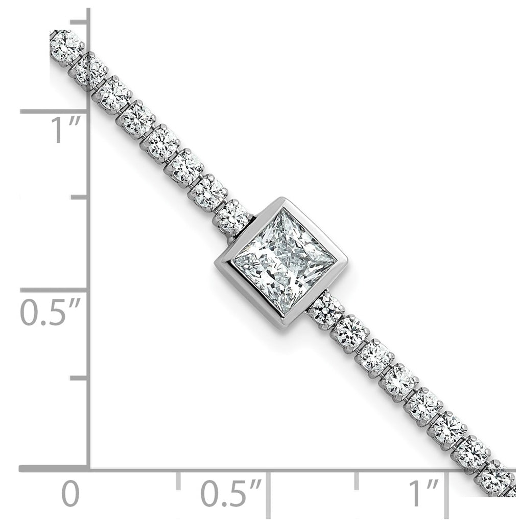 True Origin 14k White Gold 3 5/8 carat Lab Grown Diamond VS+ F+ Complete Princess Bezel-Set Tennis Bracelet