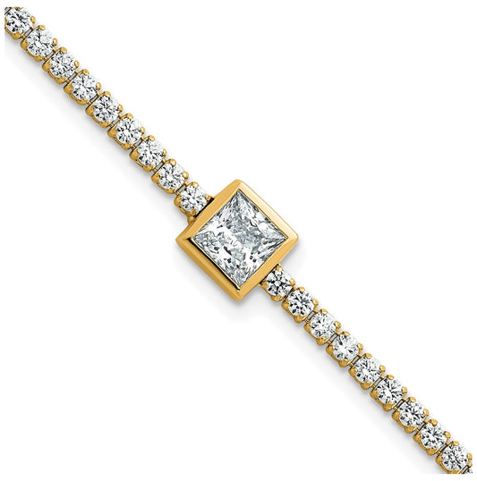 True Origin 14k Yellow Gold 3 5/8 carat Lab Grown Diamond VS+ F+ Complete Princess Bezel-Set Tennis Bracelet