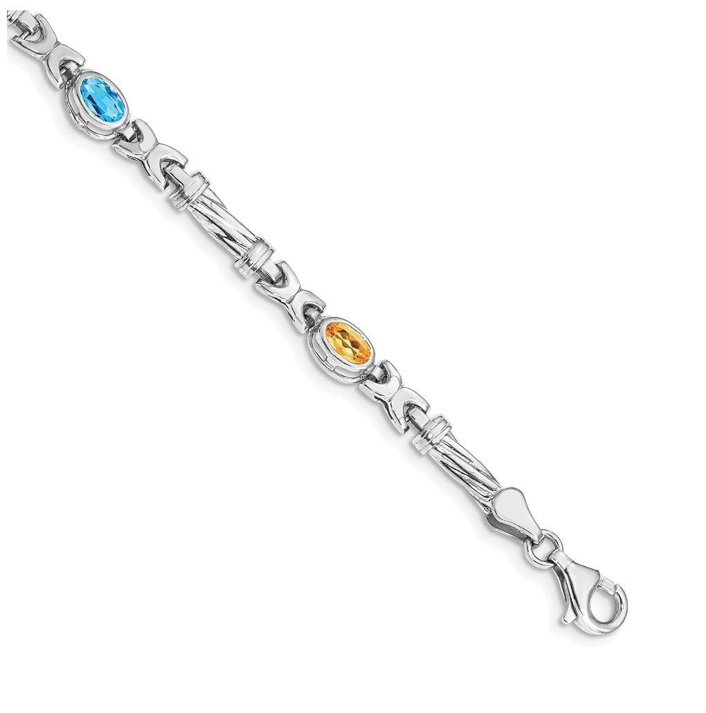 14k White Gold Rainbow Gemstone Bracelet – Elegant Jewelry Gift for Birthday, Anniversary, Engagement, Wedding