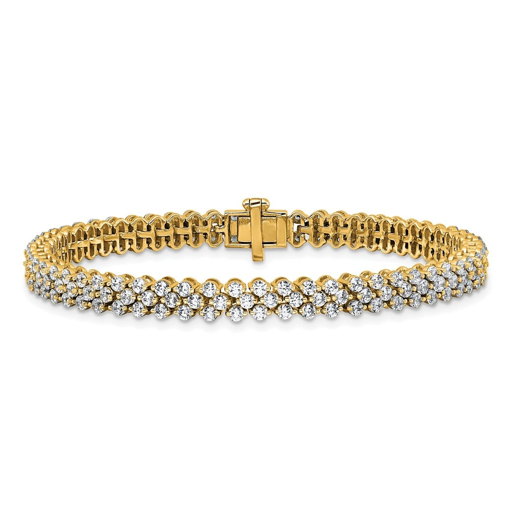 14k Yellow Gold 5 carat Lab Grown Diamond VS+ F+ Complete Tennis Bracelet