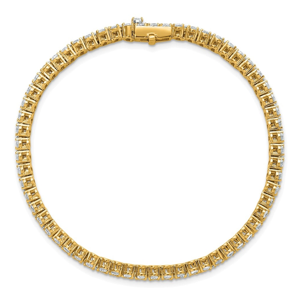 14k Yellow Gold 5 carat Lab Grown Diamond VS+ F+ Complete Tennis Bracelet