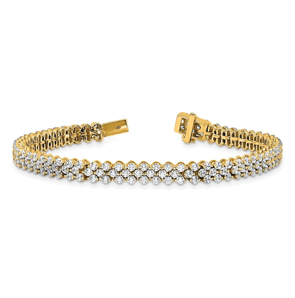 14k Yellow Gold 5 carat Lab Grown Diamond VS+ F+ Complete Tennis Bracelet