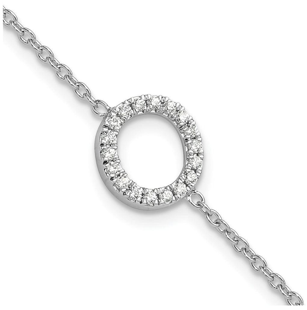 14K Yellow Or White Gold Diamond Sideways Letter w/ 1in ext. Bracelet