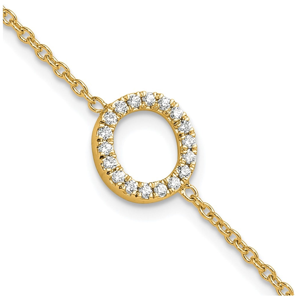 14K Yellow Or White Gold Diamond Sideways Letter w/ 1in ext. Bracelet