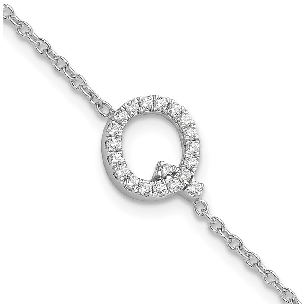 14K Yellow Or White Gold Diamond Sideways Letter w/ 1in ext. Bracelet