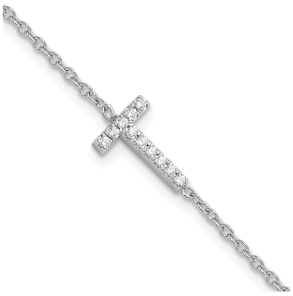 14K Yellow Or White Gold Diamond Sideways Letter w/ 1in ext. Bracelet