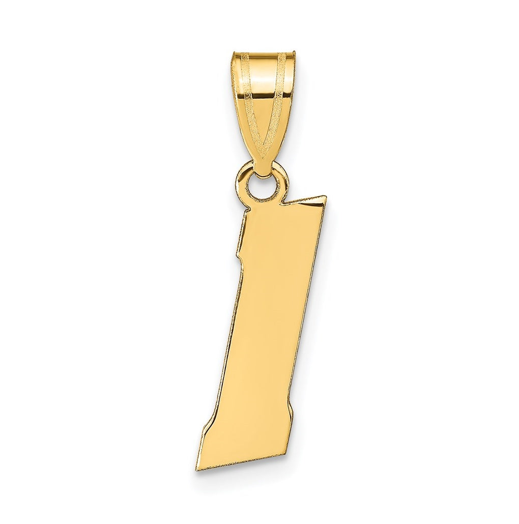 14K Yellow Gold Polished Block Number 1 Pendant