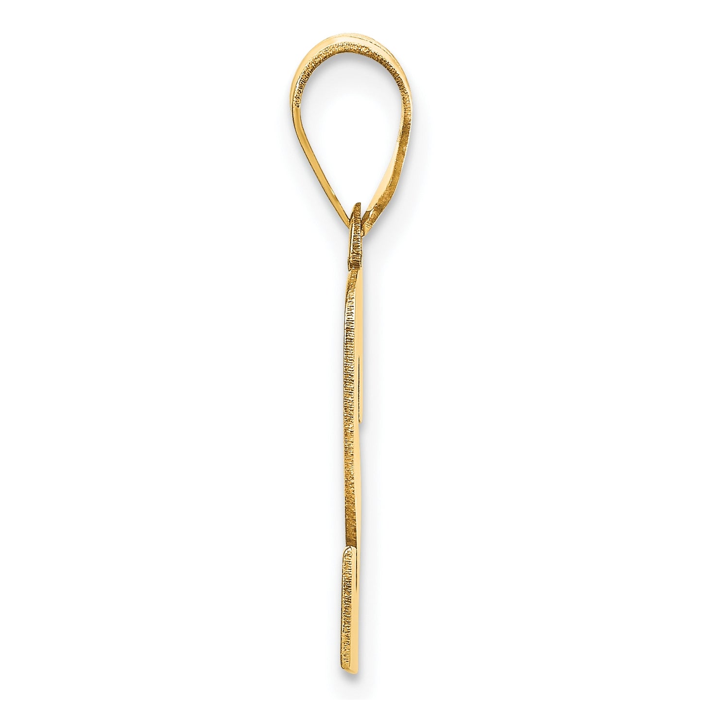 14K Yellow Gold Polished Block Number 2 Pendant