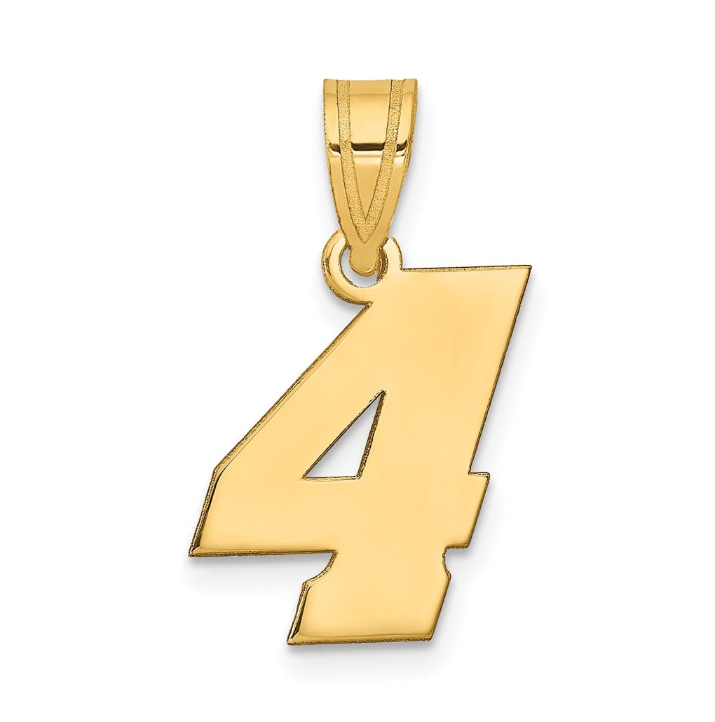 14K Yellow Gold Polished Block Number 4 Pendant