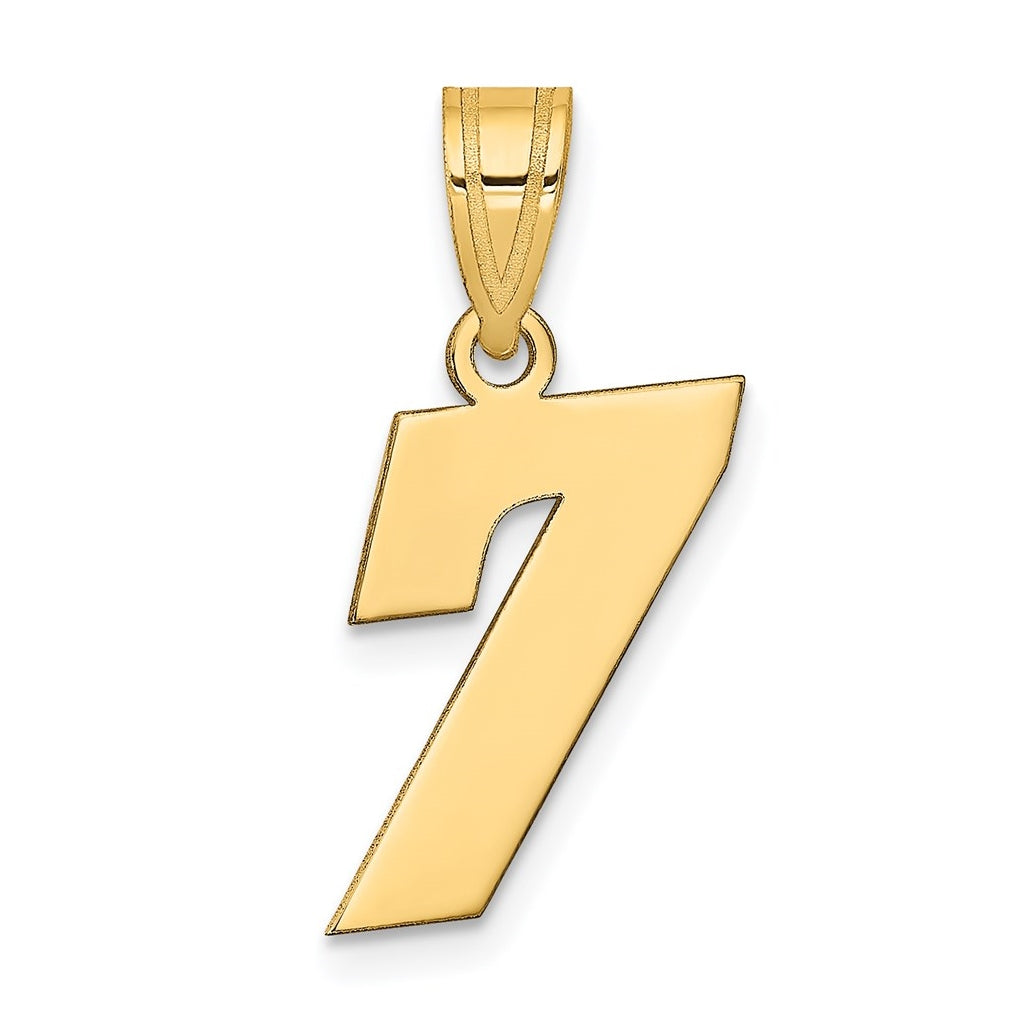 14K Yellow Gold Polished Block Number 7 Pendant