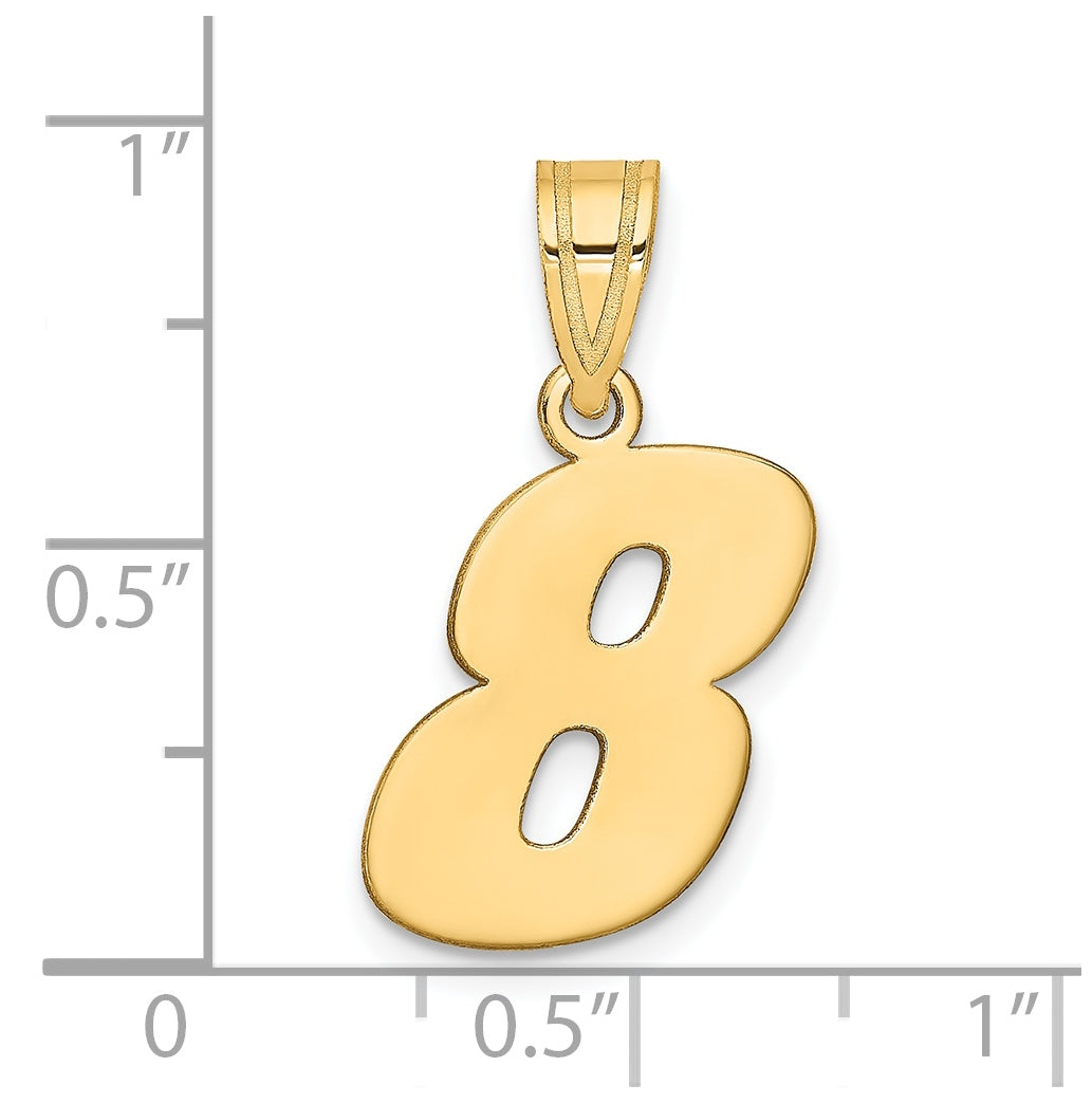 14K Yellow Gold Polished Block Number 8 Pendant