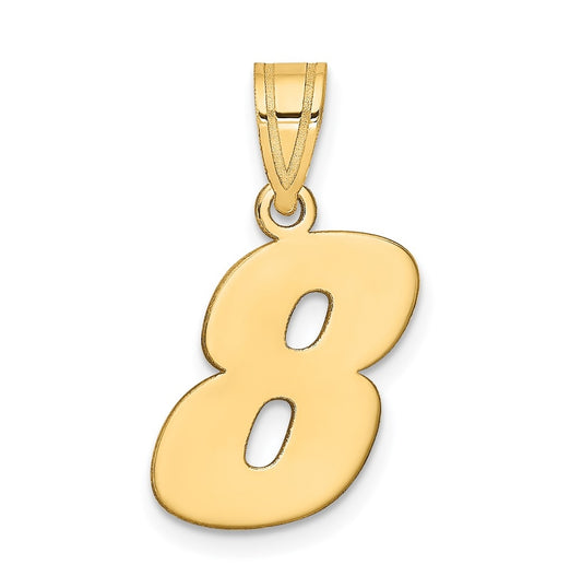 14K Yellow Gold Polished Block Number 8 Pendant