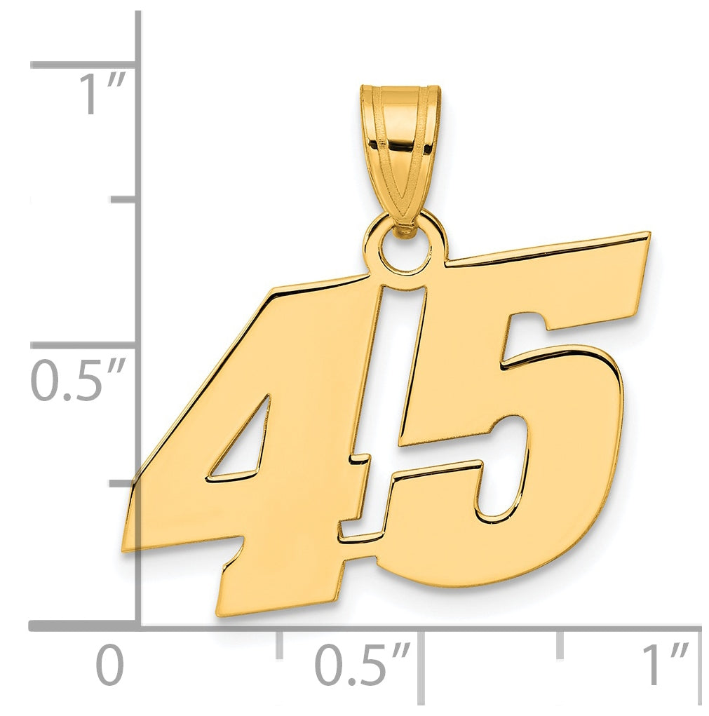14K Yellow Gold Polished Block Number 45 Pendant