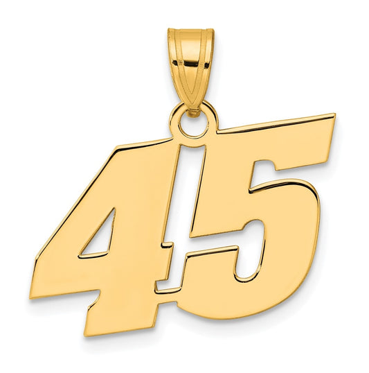 14K Yellow Gold Polished Block Number 45 Pendant