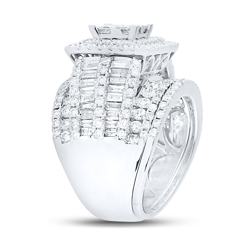 14K White Gold Princess Diamond Square Bridal Wedding Ring Band Set 4 Cttw, Womens Size: 5-10