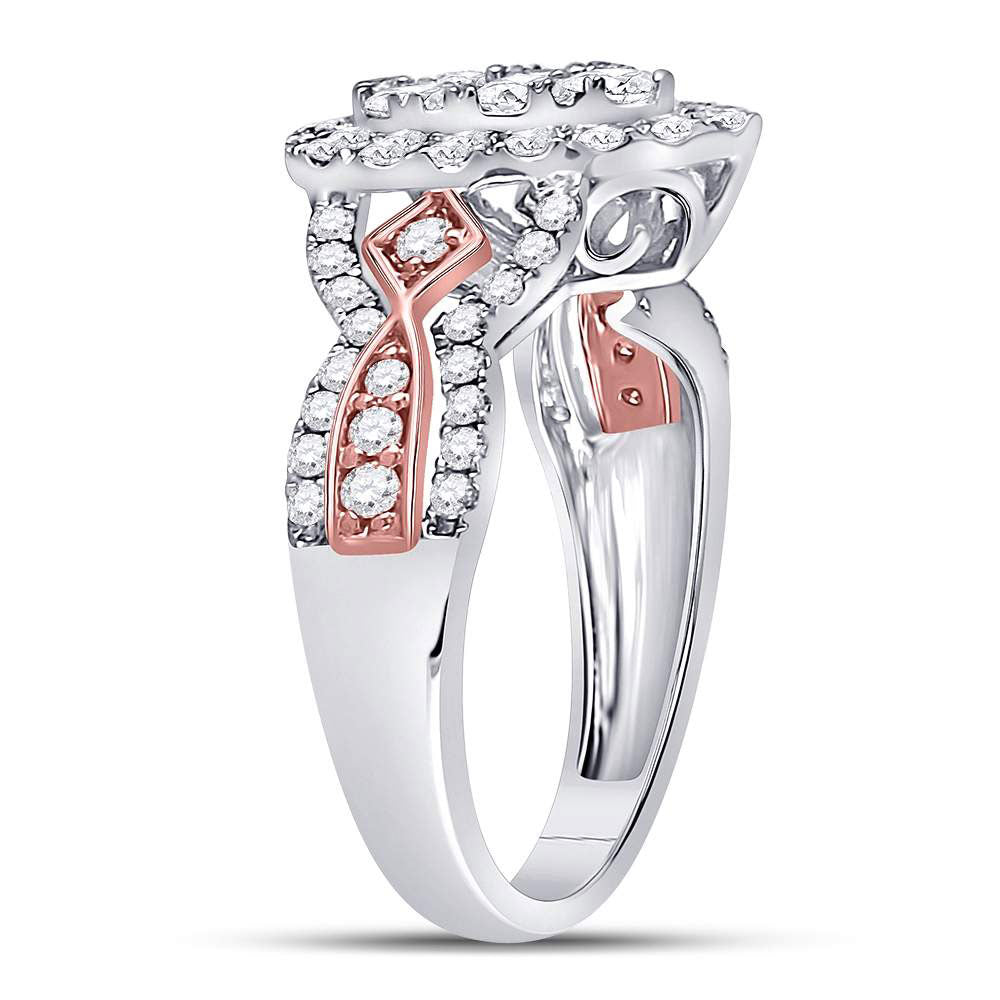 14K Two-tone Gold Diamond Teardrop Cluster Bridal Wedding Engagement Ring 1 Cttw, Womens Size: 5-10