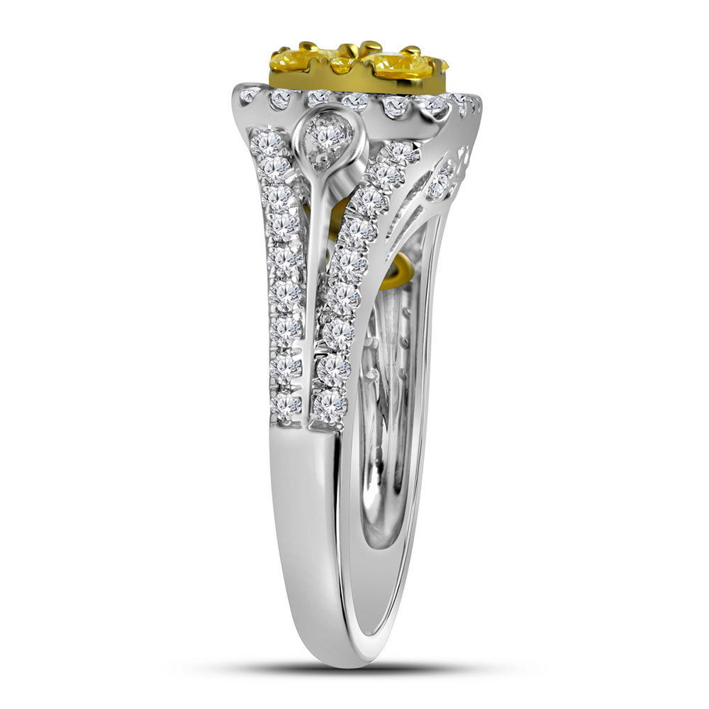 14kt White Gold 1 Cttw Diamond Yellow Bridal Ring