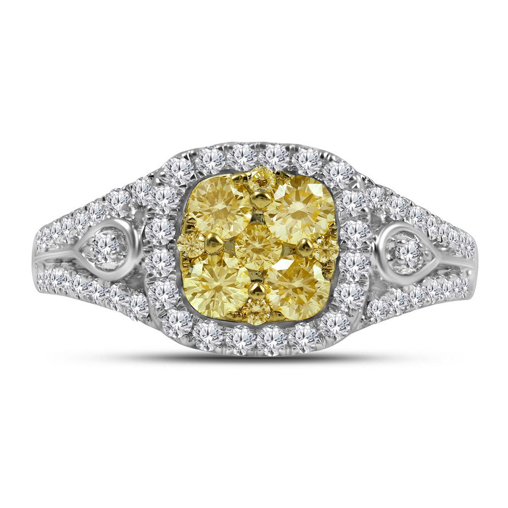 14kt White Gold 1 Cttw Diamond Yellow Bridal Ring