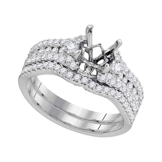 18kt White Gold 3/4 Cttw Diamond Semi-mount Wedding Engagement Anniversary Bridal Set, Women Size: 5-9