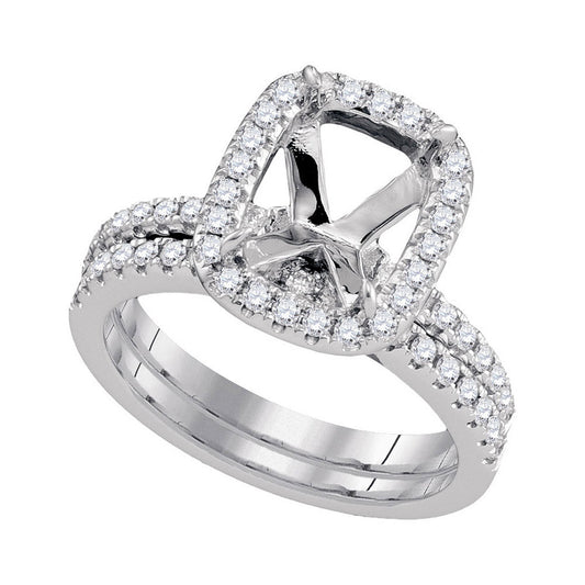 18kt White Gold 5/8 Cttw Diamond Semi-mount Wedding Engagement Anniversary Bridal Set, Women Size: 5-9