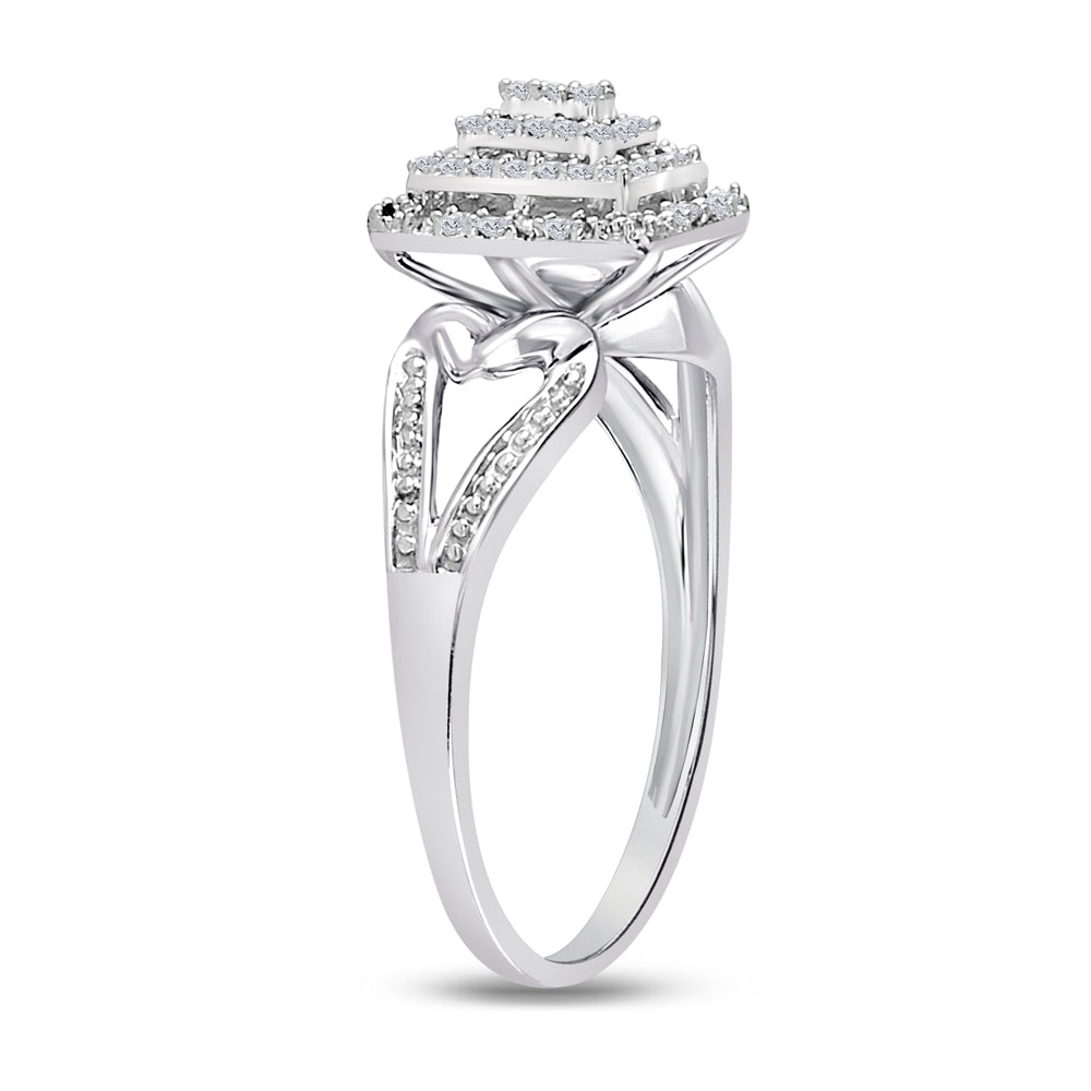 10K White Gold Womens Round Diamond Cluster Ring 1/6 Cttw, Womens Size: 5-10