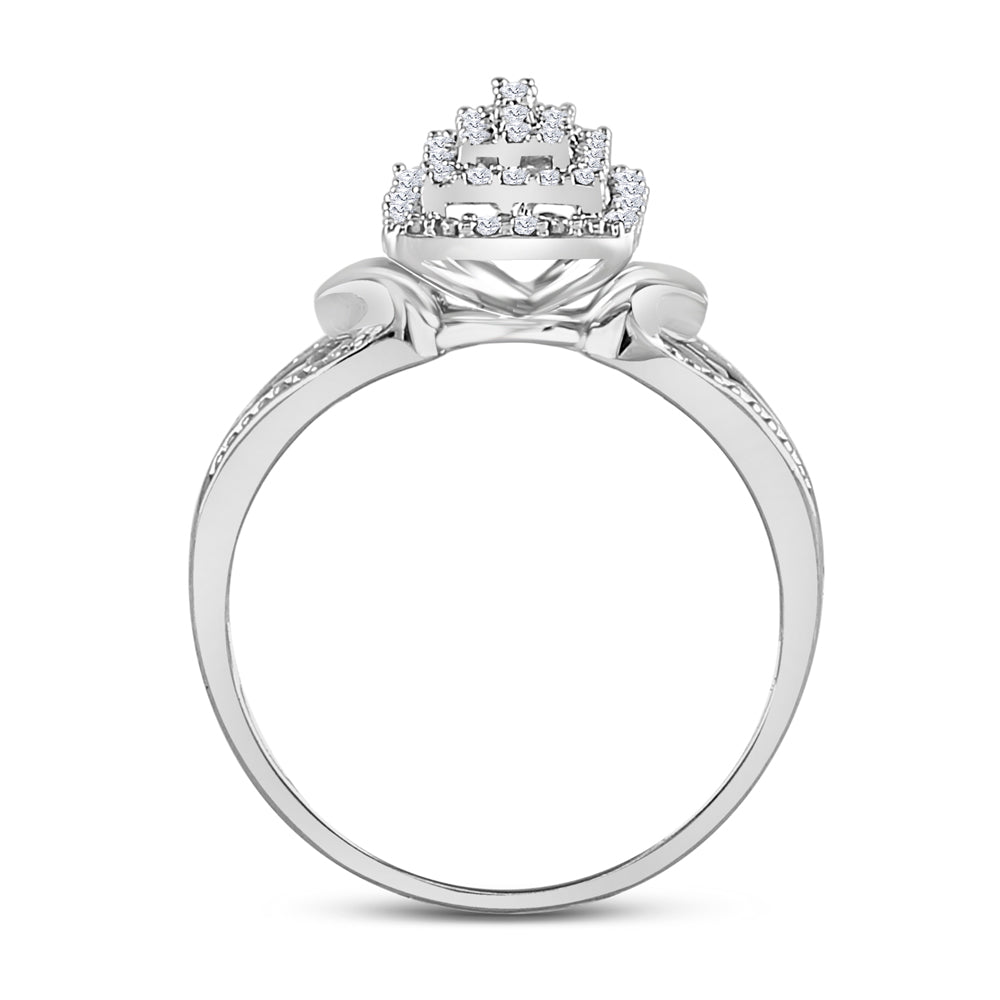 10K White Gold Womens Round Diamond Cluster Ring 1/6 Cttw, Womens Size: 5-10