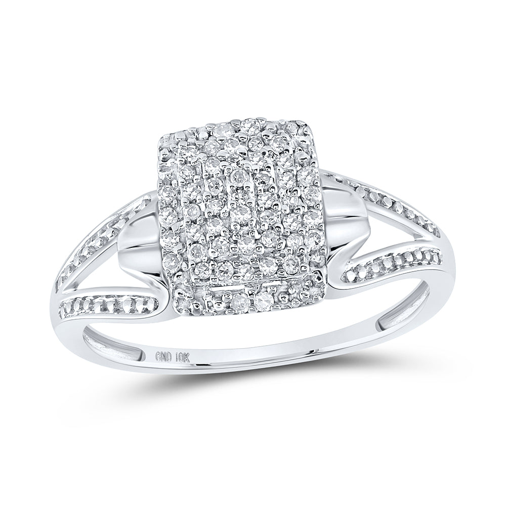 10K White Gold Womens Round Diamond Cluster Ring 1/6 Cttw, Womens Size: 5-10