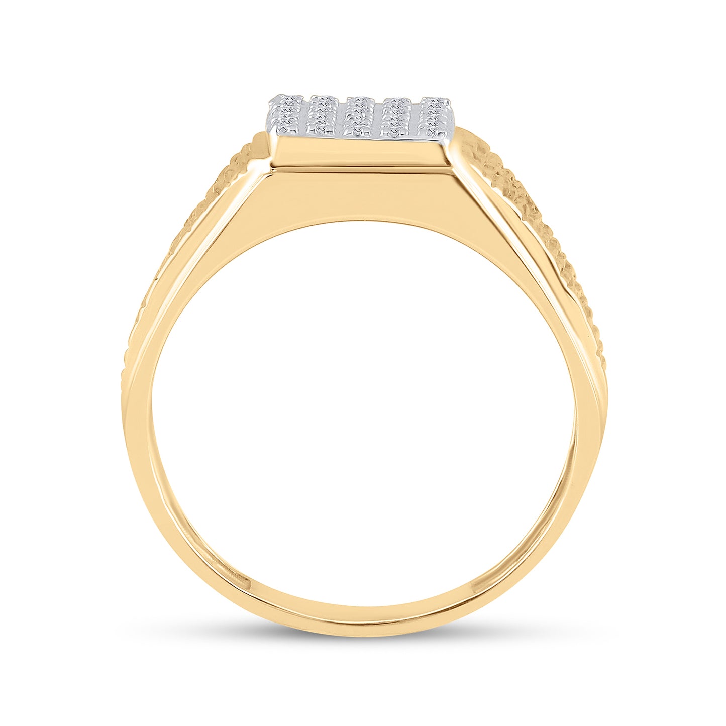 10K Yellow Gold Men's Round Diamond Square Cluster Ring 1/8ctw, Men's Size: 7-13